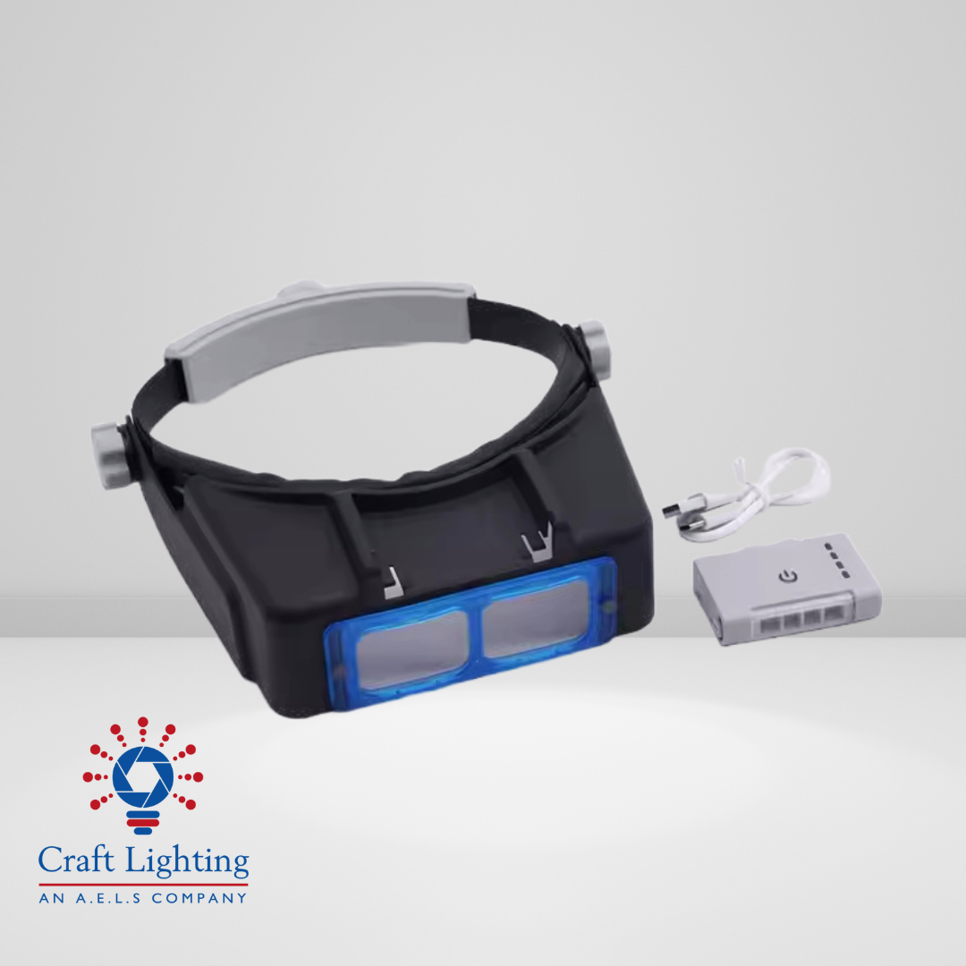 USB Rechargeable Head Magnifier With LED Light - 1.5X, 2X, 2.5X Magnification, Unisex