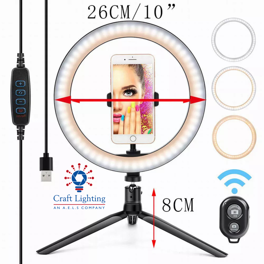 10" Ring Light - Table Stand (Optional Floor Tri-Pod)